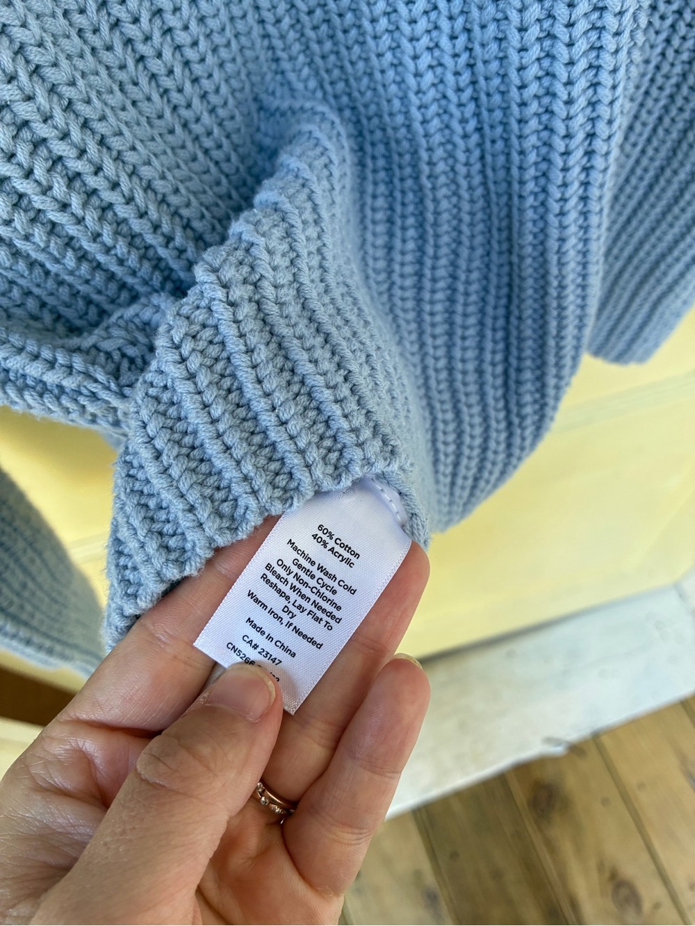 Haven Well Within Soft Ribbed Cowl-Neck Pullover Sweater in Pale Blue - Picture 6 of 6